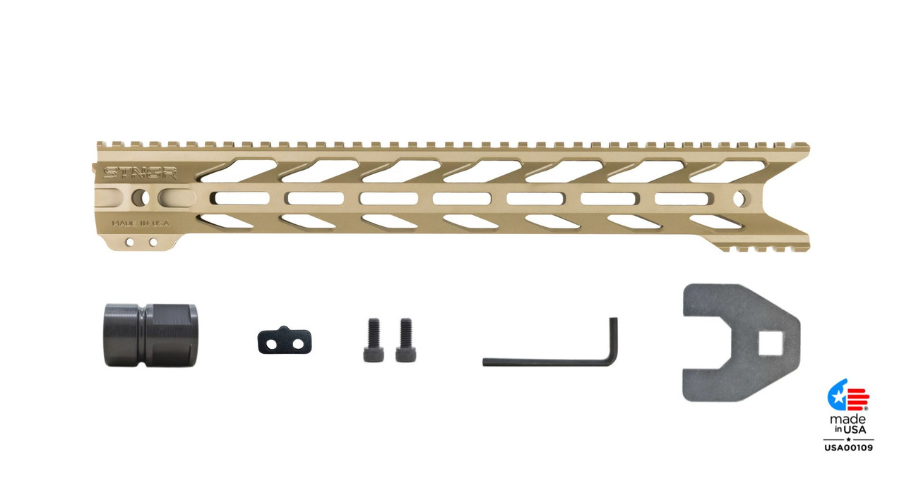 HWK M Lok Free Float Handguard FDE 15 inches - AR15/M4 (15HM-FDE) | Stngr USA