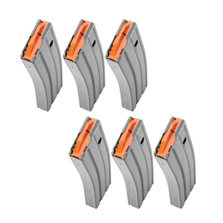 6-Pack - Duramag Speed AR-15 30 Round Aluminum Magazine - .223/5.56 NATO - Orange Follower