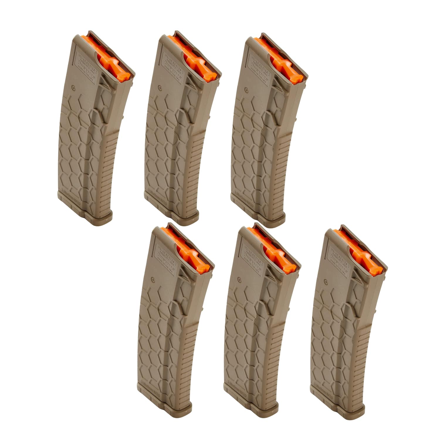 Unknown 6-Pack - Hexmag Series 2 .223/5.56 NATO AR-15 Magazine - 30 Round - Flat Dark Earth (Color: Flat Dark Earth)