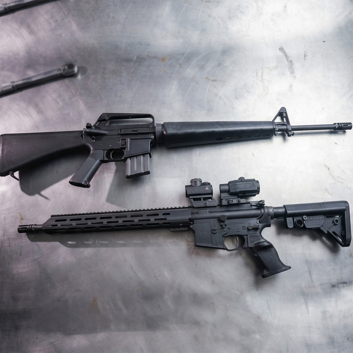 A1 Retro AR15 Clone with A3 Modern Sporting Rifle - Luth AR AT3 Tactical