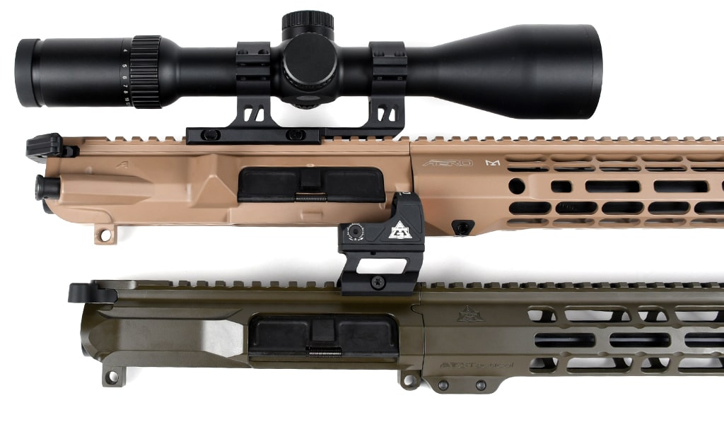 The uppers of the two guns have to accommodate the respective length of their bolt-carriers (and the .308 is a bit longer).