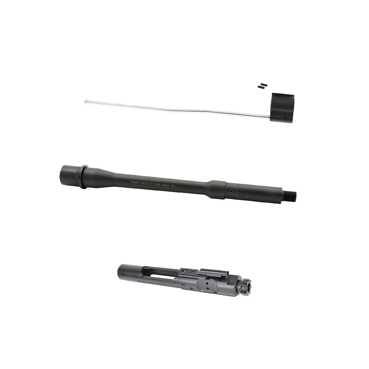 AT3 Barrel Builder Kit – 10.5″ 5.56 NATO Government Profile Carbine Length Barrel, Gas Block, Gas Tube & BCG