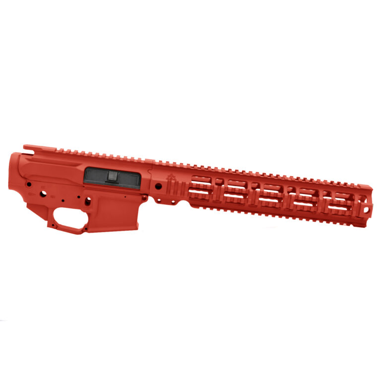 AT3 Tactical AT-15 Quad Rail Builder Set - Upper, Lower, and Handguard - 12 Inch - Red