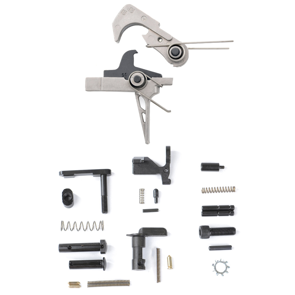 Unknown AT3(TM) AR-15 Enhanced Lower Parts Kit with 5lb Single Stage Nickel Teflon Trigger - Flat (Trigger Bow: Flat)