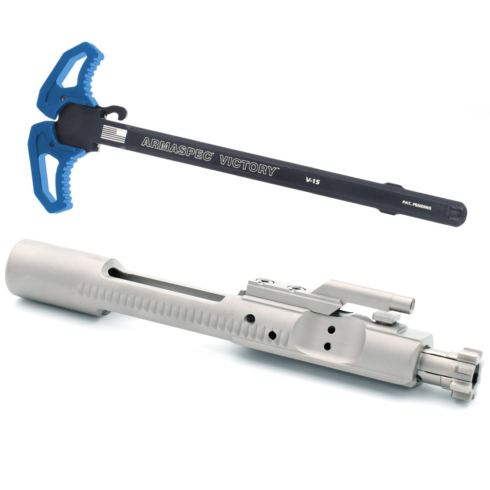 Unknown AT3(TM) Nickel Boron 5.56 Bolt Carrier Group with Armaspec Victory Ambi Charging Handle - Blue (Color: Blue)