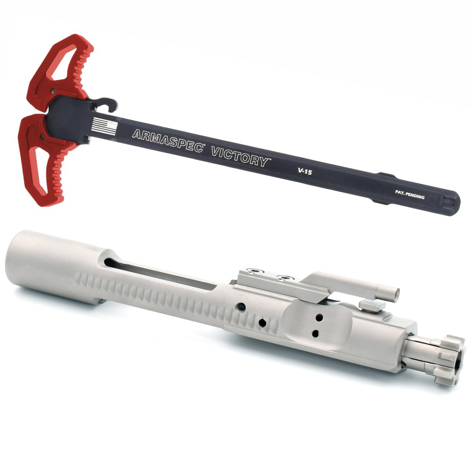 Unknown AT3(TM) Nickel Boron 5.56 Bolt Carrier Group with Armaspec Victory Ambi Charging Handle - Red (Color: Red)