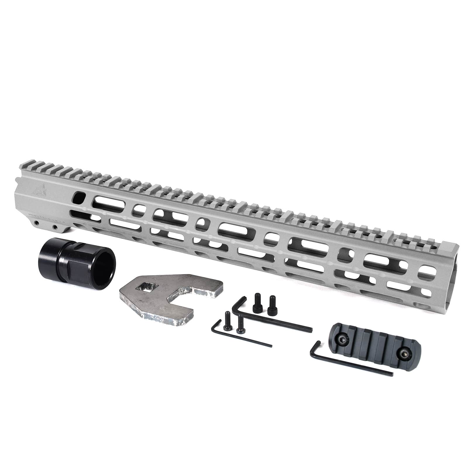 Unknown AT3(TM) SPEAR Free Float AR-15 Handguard - 9, 12, & 15 Inch - M-LOK - Titanium, 15 Inch (Color: Titanium, Length: 15 Inch)