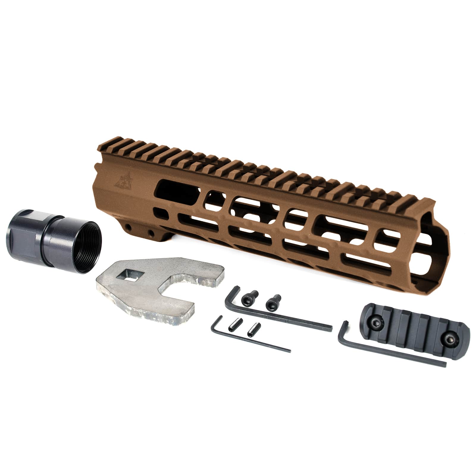 Unknown AT3(TM) SPEAR Free Float AR-15 Handguard - 9, 12, & 15 Inch - M-LOK - Burnt Bronze, 9 Inch (Color: Burnt Bronze, Length: 9 Inch)