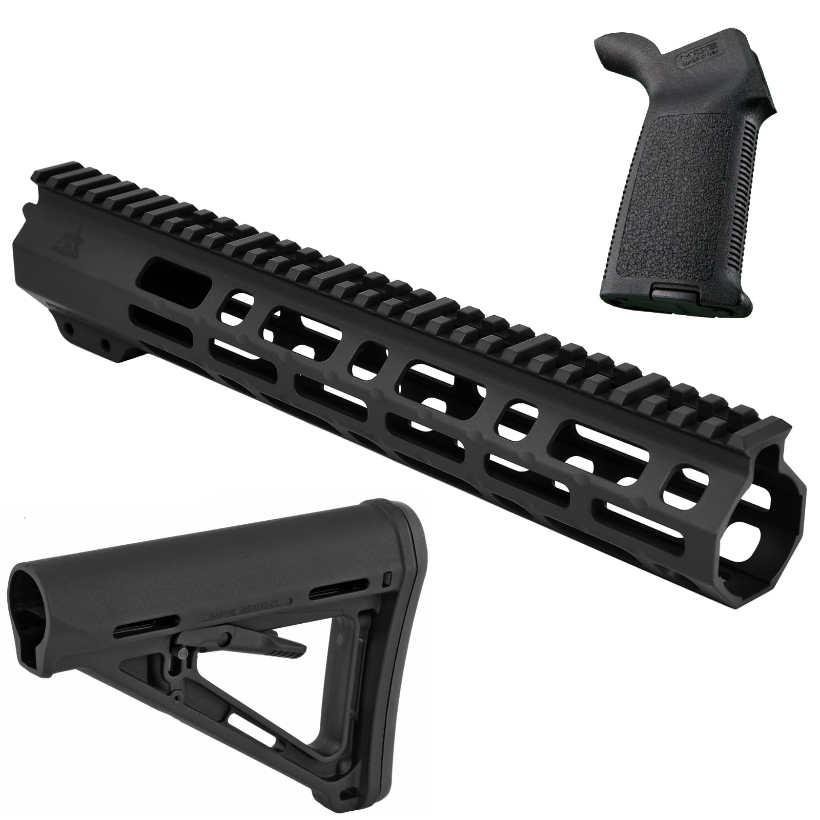 Unknown AT3 SPEAR Furniture Kit - AT3 AR-15 M-LOK Handguard, Magpul MOE Stock & Grip - 12 Inch, Black (Length: 12 Inch, Color: Black)