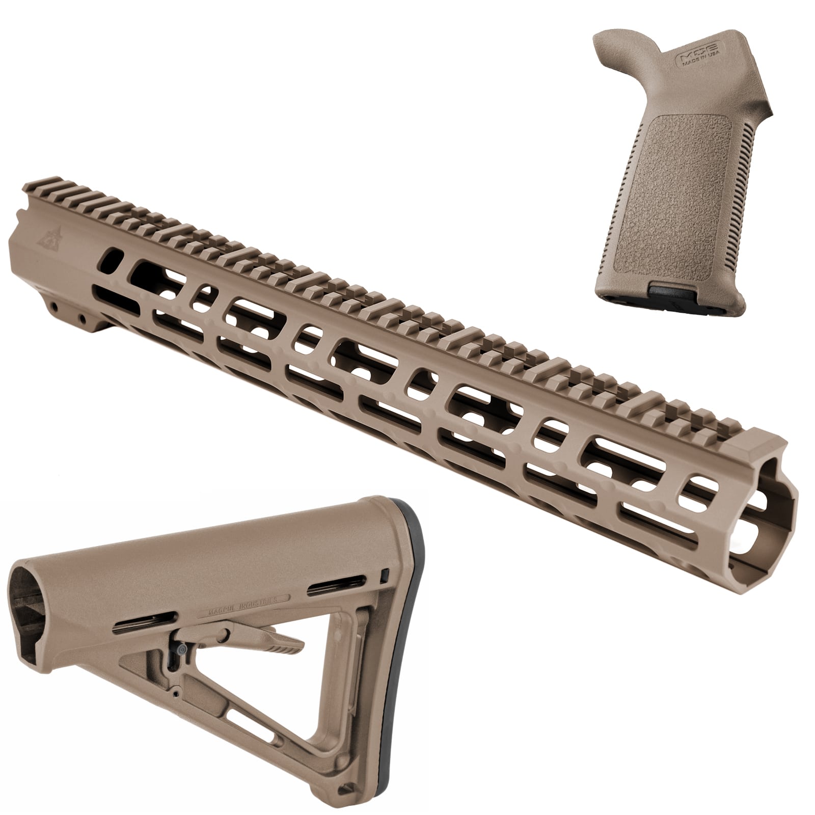 Unknown AT3 SPEAR Furniture Kit - AT3 AR-15 M-LOK Handguard, Magpul MOE Stock & Grip - 15 Inch, Flat Dark Earth (Length: 15 Inch, Color: Flat Dark Earth)