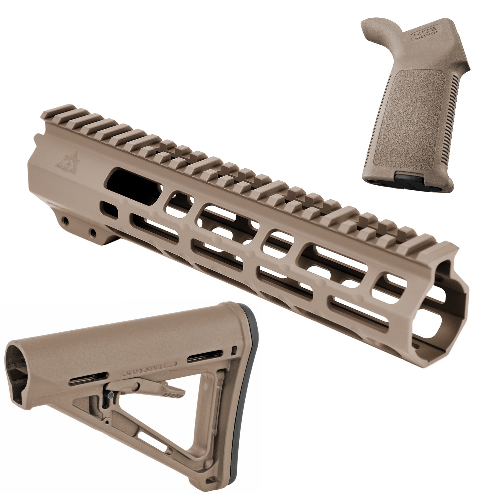 Unknown AT3 SPEAR Furniture Kit - AT3 AR-15 M-LOK Handguard, Magpul MOE Stock & Grip - 9 Inch, Flat Dark Earth (Length: 9 Inch, Color: Flat Dark Earth)
