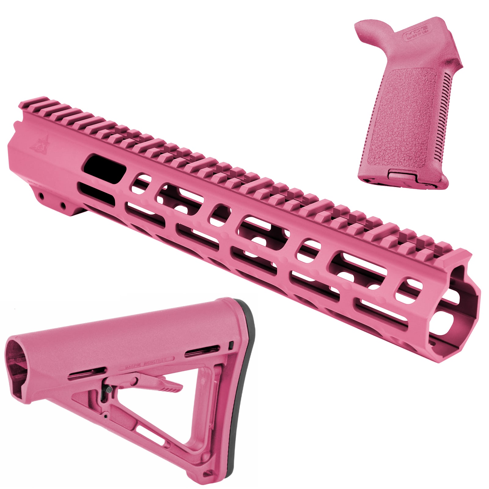 Unknown AT3 SPEAR Furniture Kit - AT3 AR-15 M-LOK Handguard, Magpul MOE Stock & Grip - 12 Inch, Pink (Length: 12 Inch, Color: Pink)