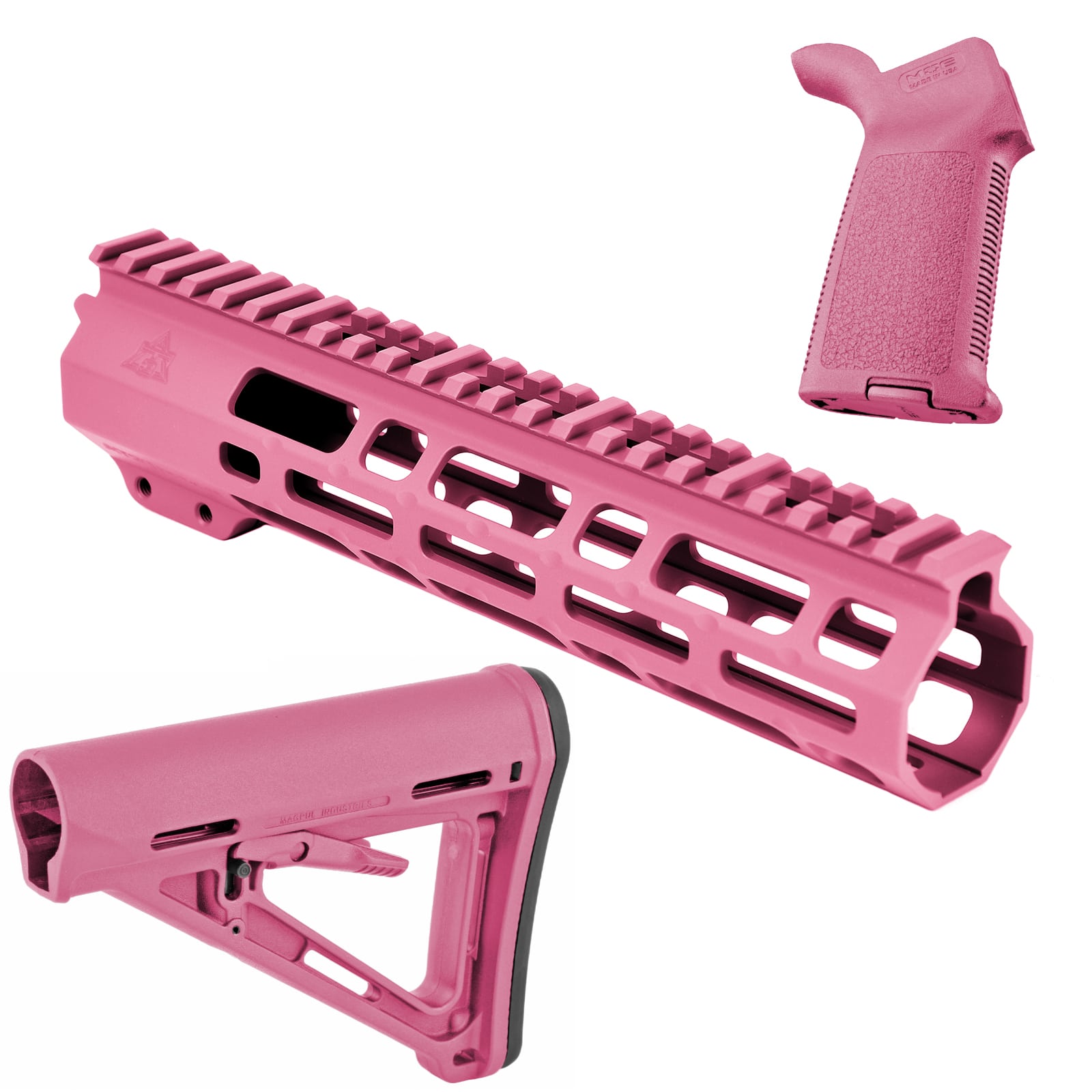 Unknown AT3 SPEAR Furniture Kit - AT3 AR-15 M-LOK Handguard, Magpul MOE Stock & Grip - 9 Inch, Pink (Length: 9 Inch, Color: Pink)