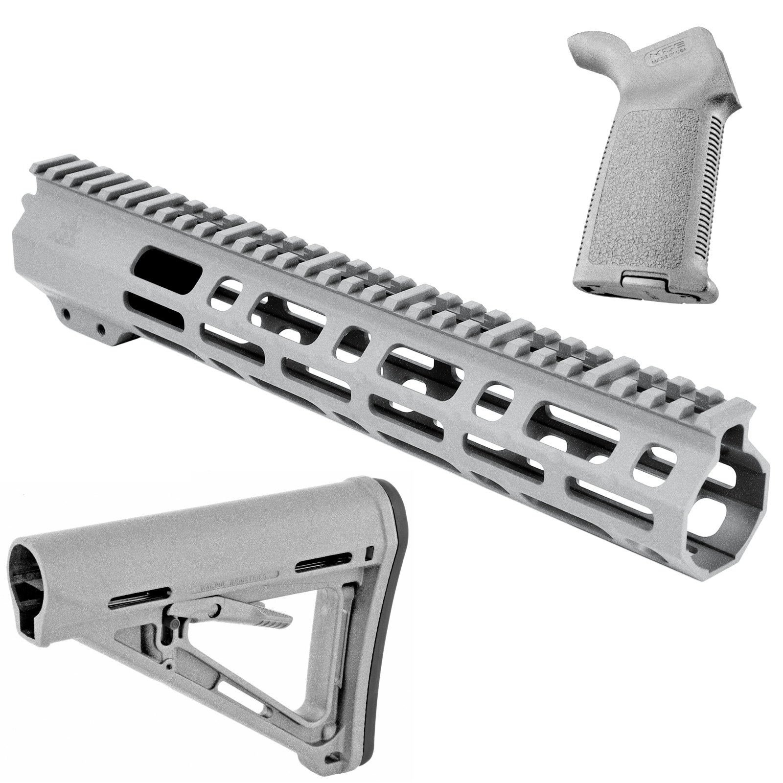 Unknown AT3 SPEAR Furniture Kit - AT3 AR-15 M-LOK Handguard, Magpul MOE Stock & Grip - 12 Inch, Titanium (Length: 12 Inch, Color: Titanium)