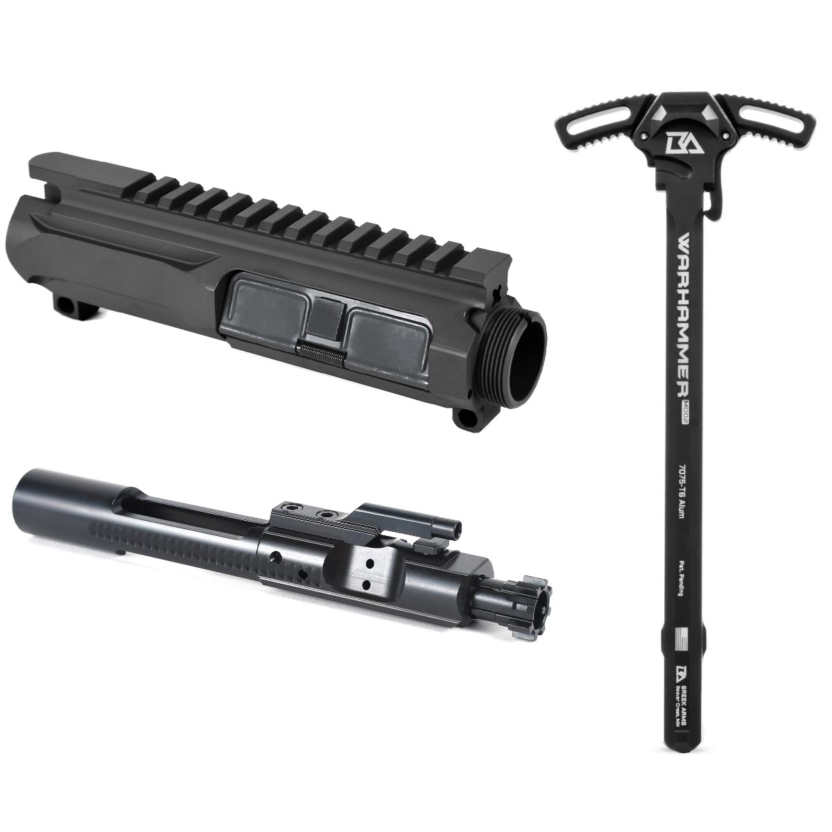 Unknown AT3(TM) Slick Side Upper with Bolt Carrier Group and Breek Arms Warhammer Charging Handle (Color: Black, Bolt Carrier: Black Nitride)