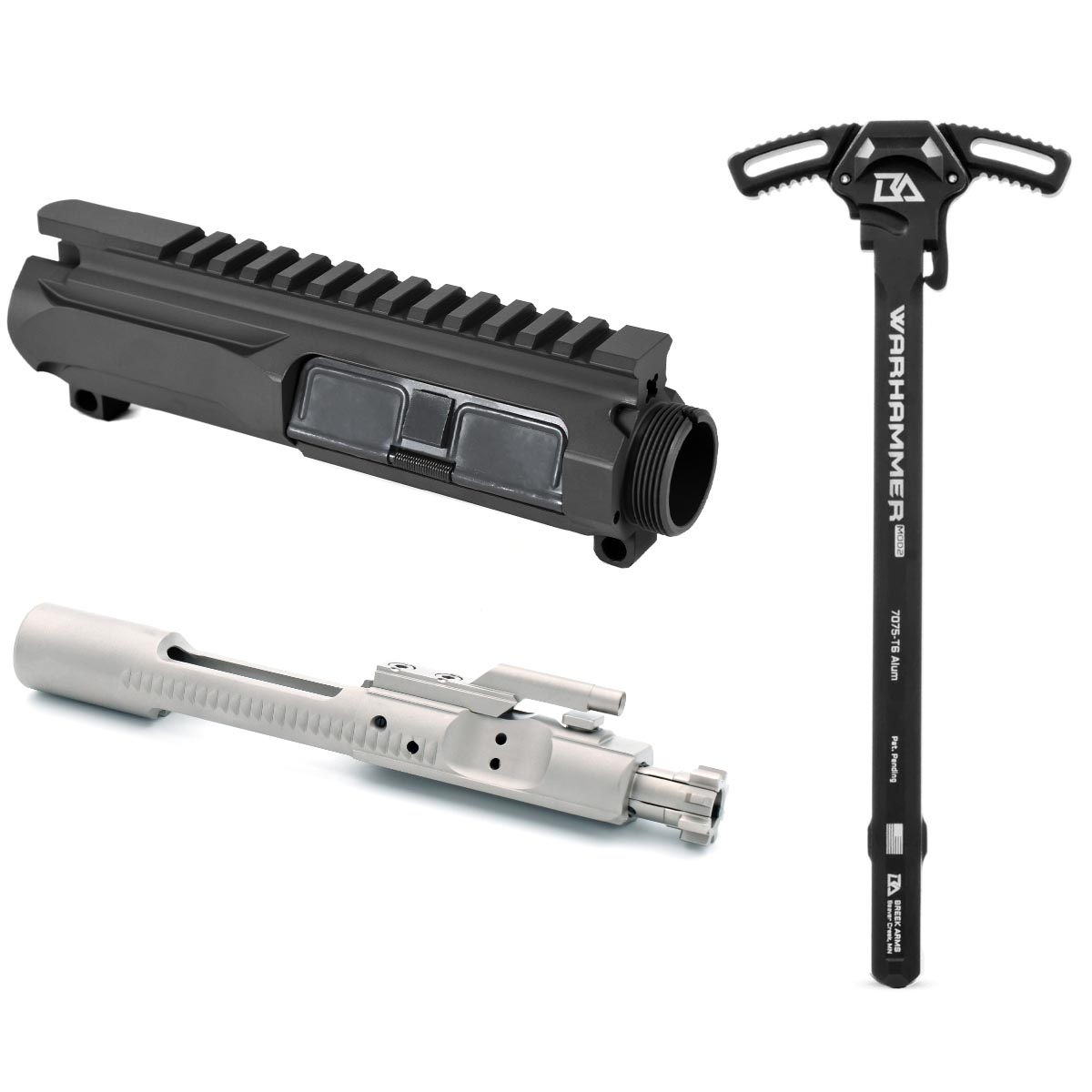 Unknown AT3(TM) Slick Side Upper with Bolt Carrier Group and Breek Arms Warhammer Charging Handle (Color: Black, Bolt Carrier: Nickel Boron)