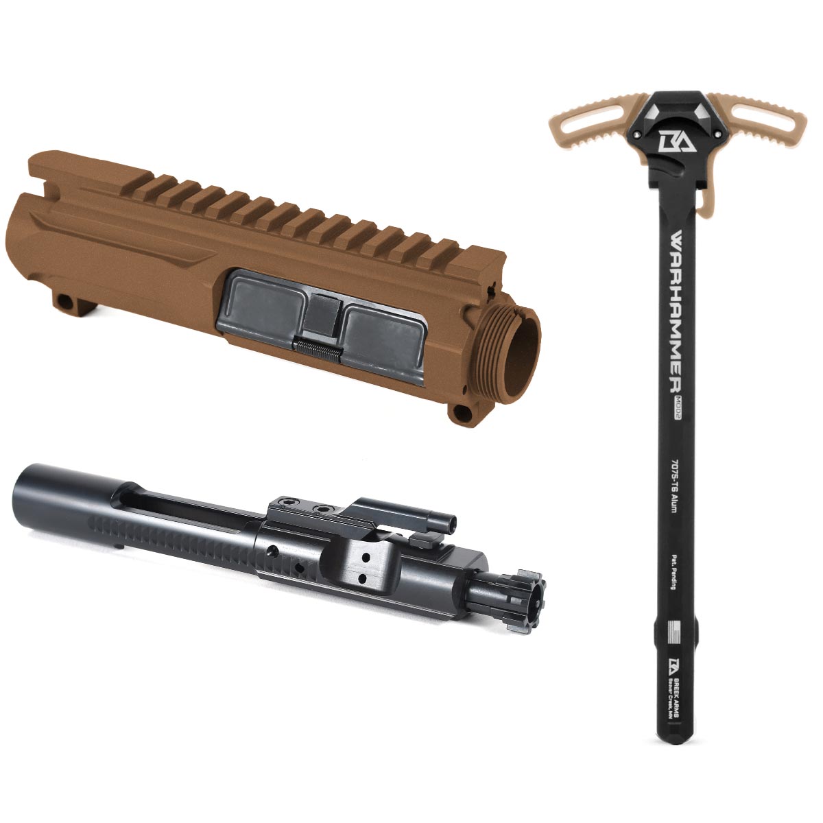 Unknown AT3(TM) Slick Side Upper with Bolt Carrier Group and Breek Arms Warhammer Charging Handle (Color: Burnt Bronze, Bolt Carrier: Black Nitride)