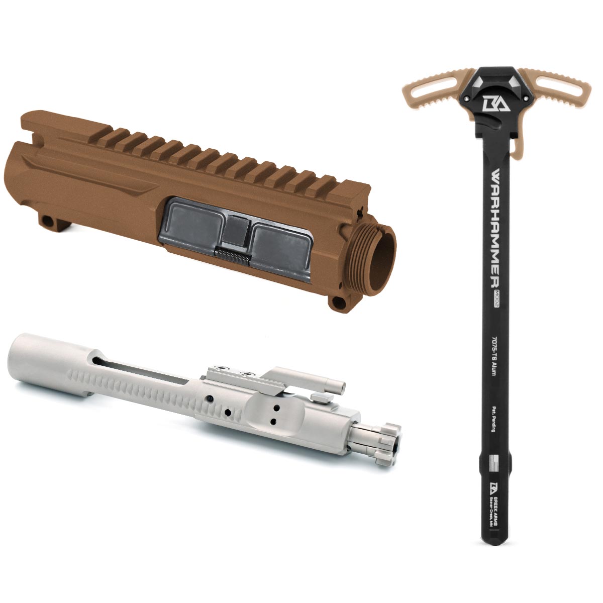 Unknown AT3(TM) Slick Side Upper with Bolt Carrier Group and Breek Arms Warhammer Charging Handle (Color: Burnt Bronze, Bolt Carrier: Nickel Boron)