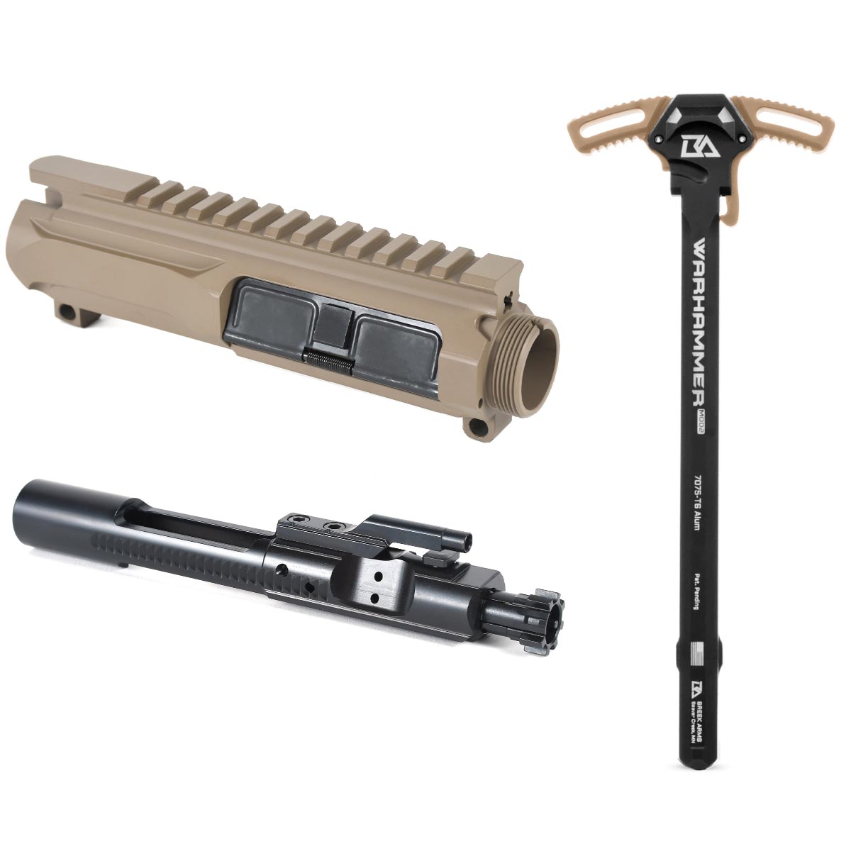 Unknown AT3(TM) Slick Side Upper with Bolt Carrier Group and Breek Arms Warhammer Charging Handle (Color: Flat Dark Earth, Bolt Carrier: Black Nitride)