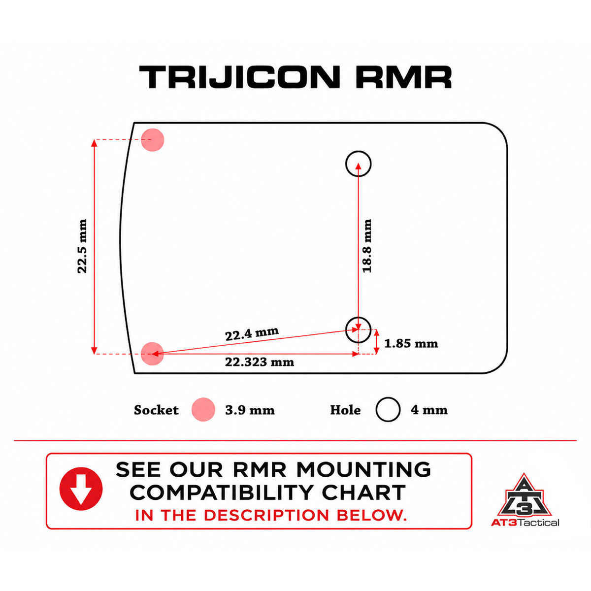 Trijicon RCR Closed Emitter 3.25 MOA Red Dot Sight - RMR Footprint