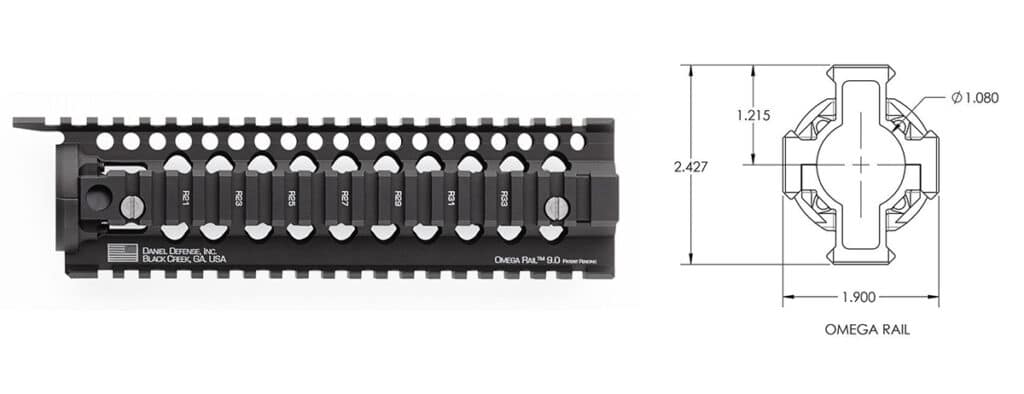 Daniel Defense Omega Rail - Quad Rail Picatinny Free Float Handguard