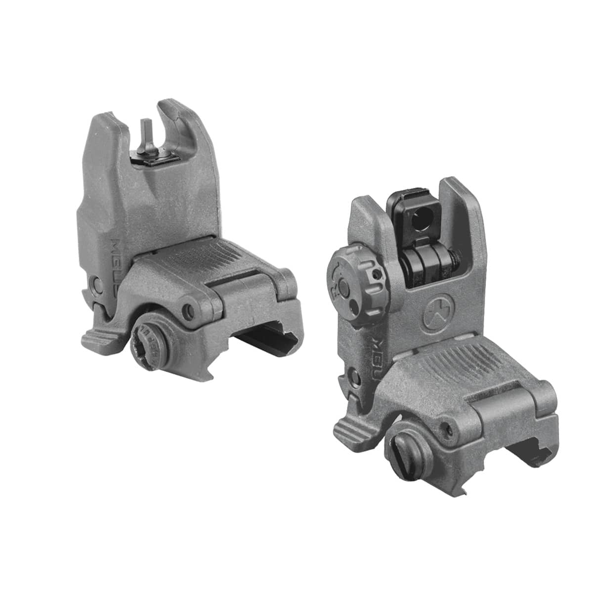 Unknown Magpul MBUS Front And Rear AR-15 Back-Up Sight Kit - Gen 2 - Gray (Color: Gray)