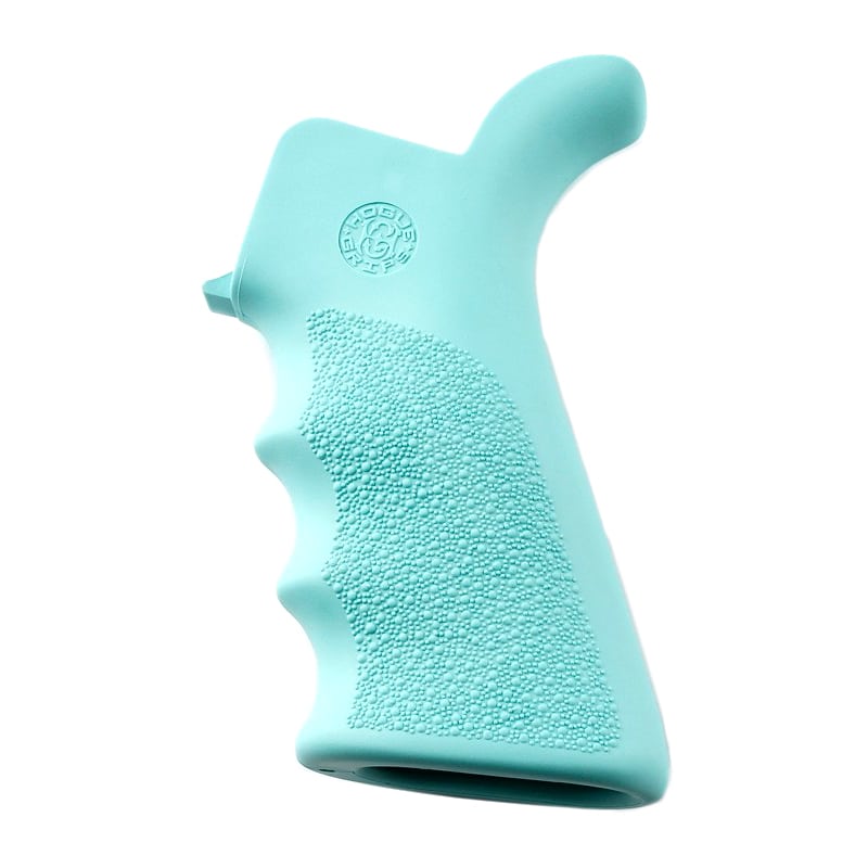 Unknown Hogue AR-15 Overmolded Beavertail Pistol Grip with Finger Grooves - Aqua (Color: Aqua)