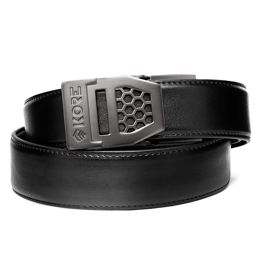 Unknown Kore Essentials 1.5 Inch Leather EDC Gun Belt and Buckle - Black, X6 Gunmetal (Color: Black, Buckle: X6 Gunmetal)