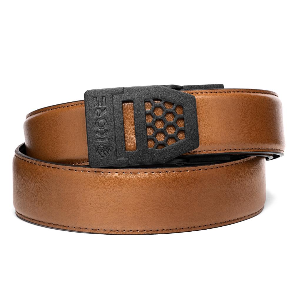 Unknown Kore Essentials 1.5 Inch Leather EDC Gun Belt and Buckle - Tan, X6 Black (Color: Tan, Buckle: X6 Black)