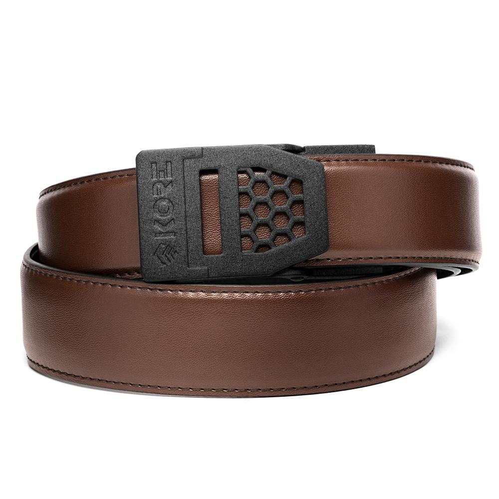 Unknown Kore Essentials 1.5 Inch Leather EDC Gun Belt and Buckle - Brown, X6 Black (Color: Brown, Buckle: X6 Black)