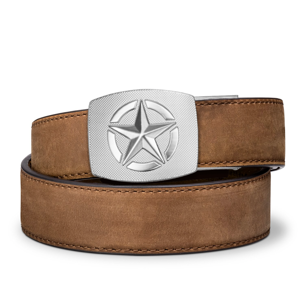 Unknown Kore Essentials 1.5 Inch Western EDC Gun Belt and Buckle - Brown, Star (Color: Brown, Buckle: Star)
