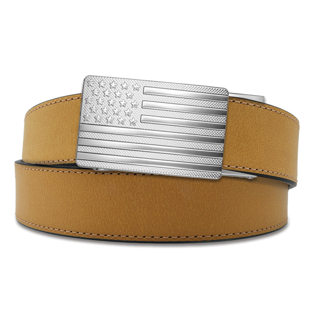 Unknown Kore Essentials 1.5 Inch Western EDC Gun Belt and Buckle - Tan, Flag (Color: Tan, Buckle: Flag)