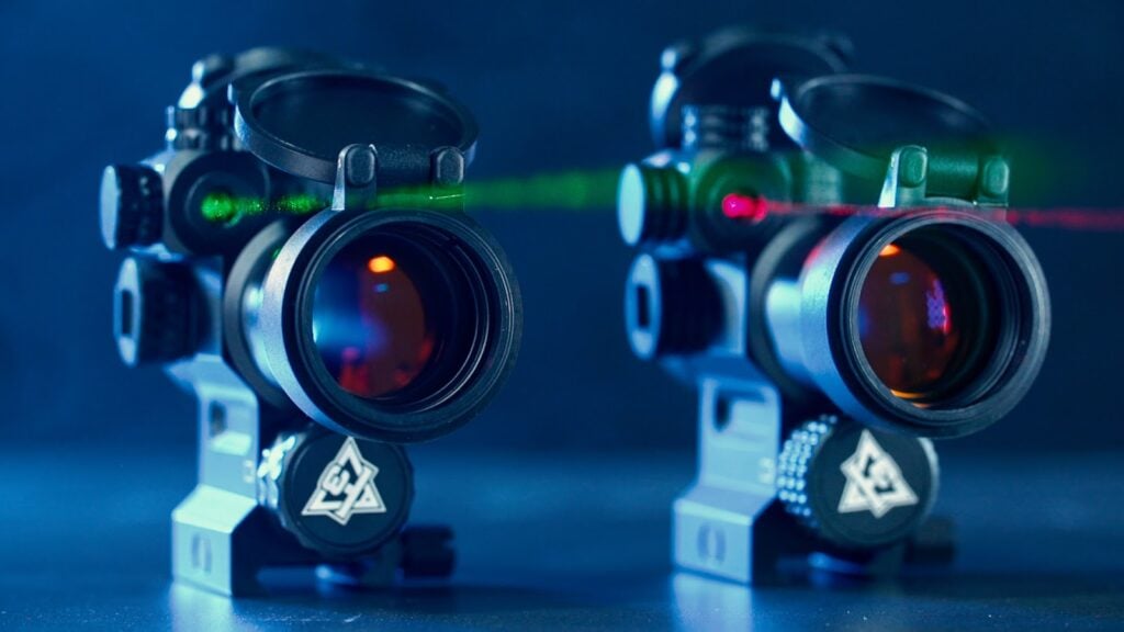 The AT3™ LEOS™ Red Dot Sight with Integrated Laser Sight & Riser combines a laser with the red dot for even more functionality.