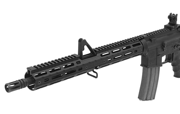 Mounted on rifle with Carbine Front Sight Tower