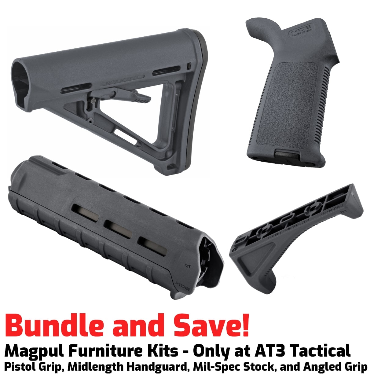 Magpul Midlength M-LOK AR-15 Furniture Kit | Stock, Handguard & Grip