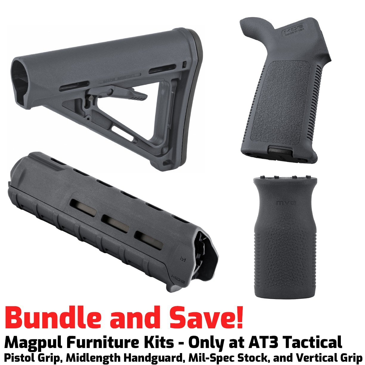 Magpul Midlength M-LOK AR-15 Furniture Kit | Stock, Handguard & Grip