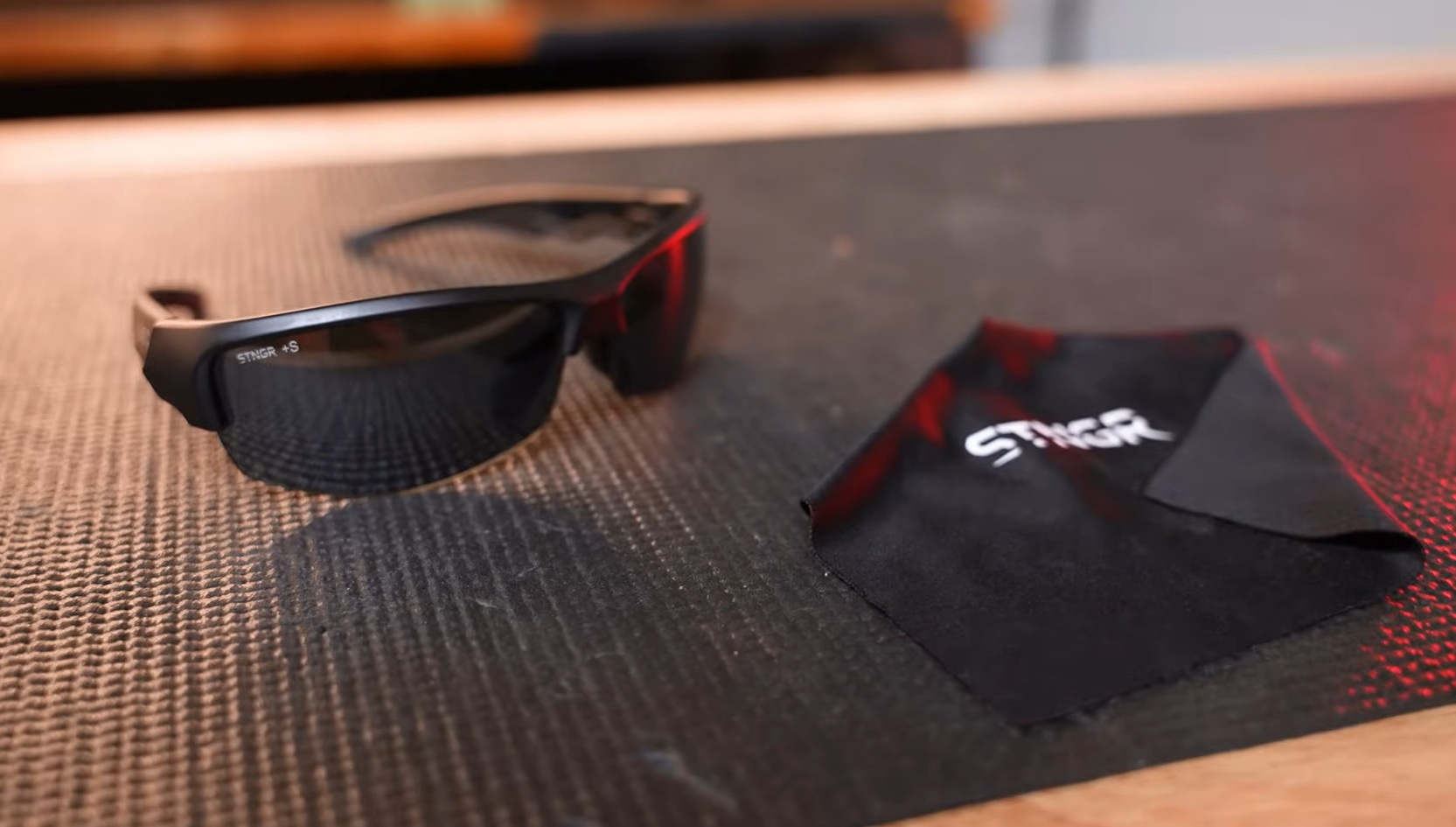 Range bag with spare shooting glasses and microfiber cloth