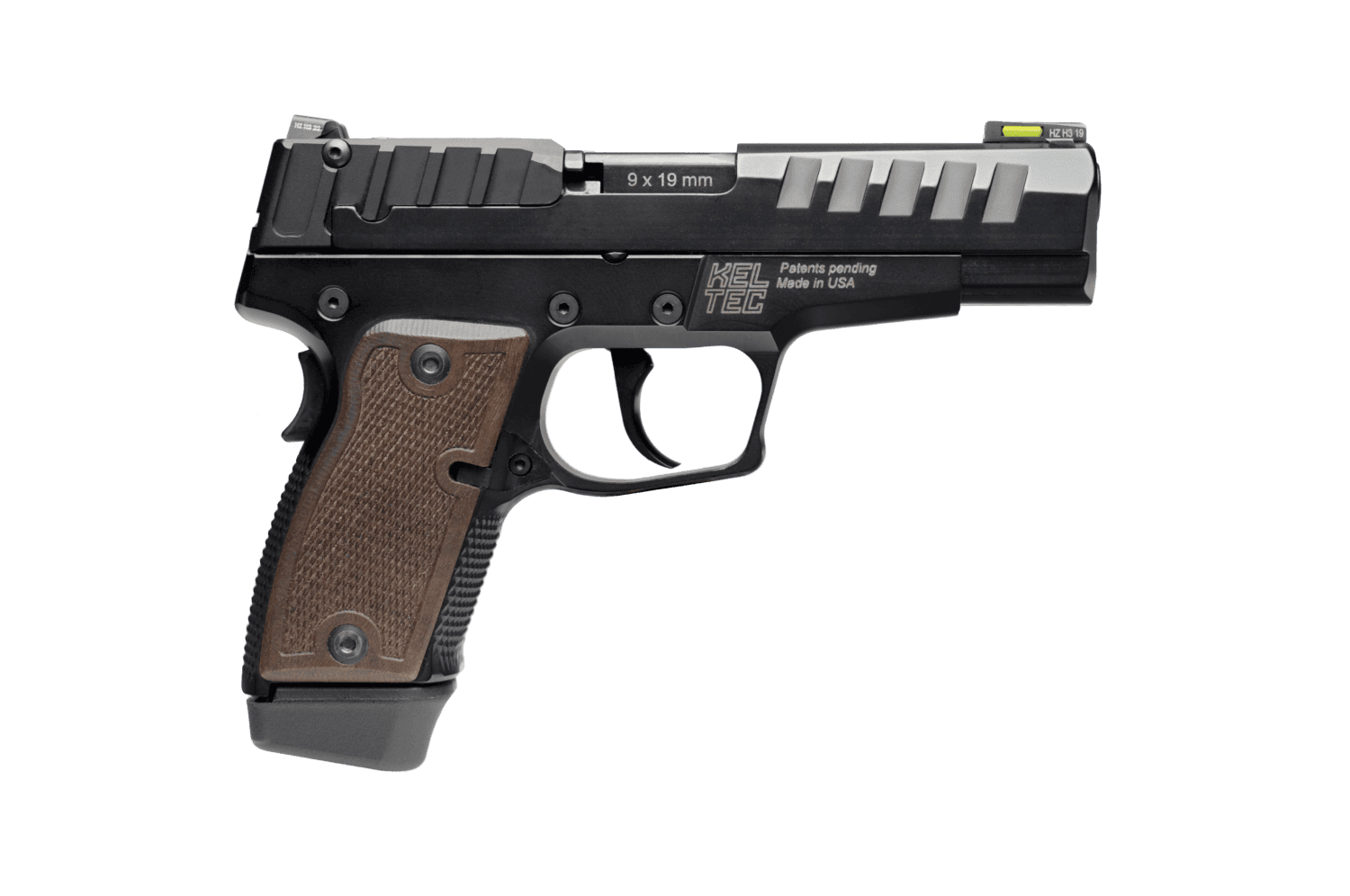 Kel-Tec P15 9mm 4" Pistol w/Walnut Grips - 15 Rd - Metal Frame