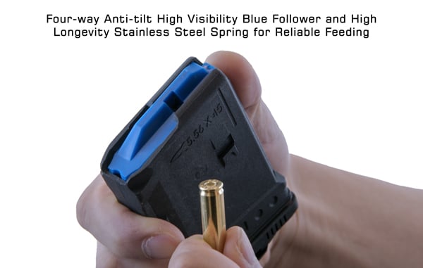 Anti-tilt follower ensures rounds feed reliably