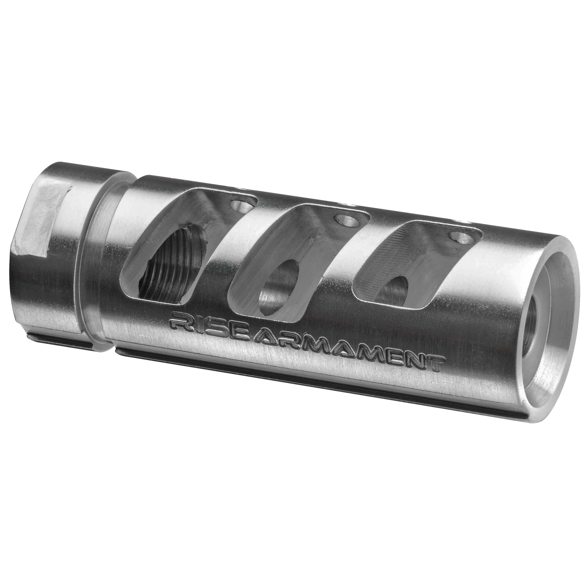 Unknown Rise Armament HP Compensator - 1/2x28 - 5.56 NATO - Stainless Steel (Color: Stainless Steel)