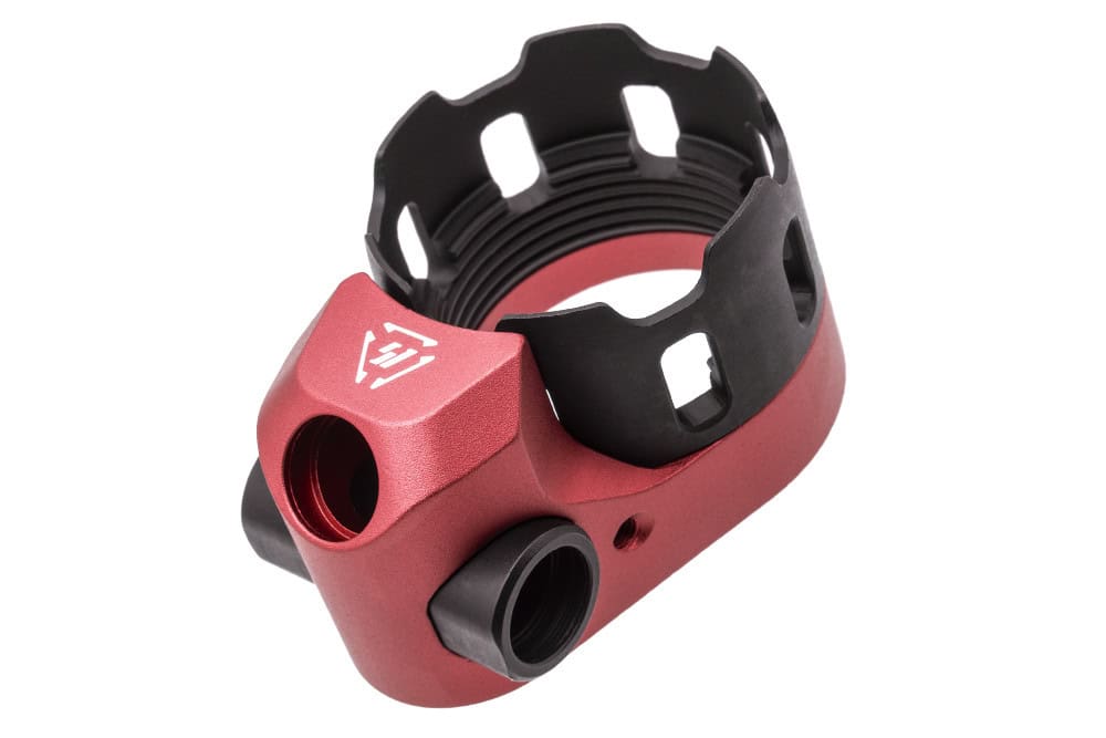 Unknown Strike Industries V2 Enhanced AR-15 Castle Nut with Extended QD Endplate - Red (Color: Red)