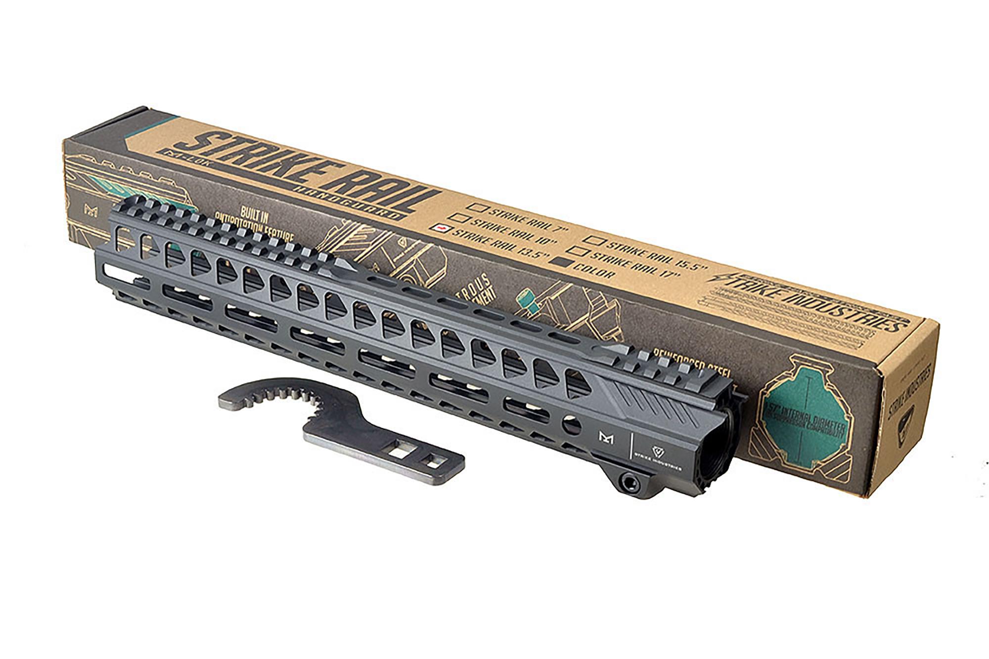 Unknown Strike Industries Strike Rail Free Float AR-15 Handguard - M-LOK - 4 Colors & 5 Lengths Available - 13.5 inch, Black (Length: 13.5 inch, Color: Black)