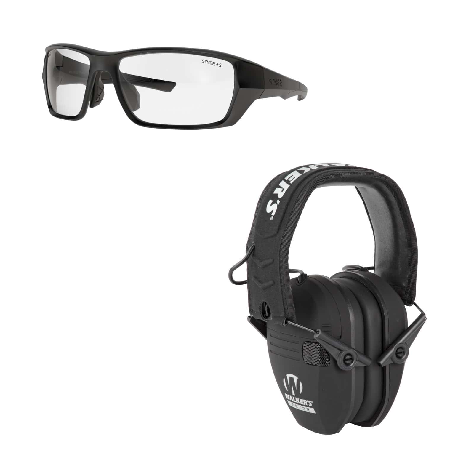 Unknown STNGR Alpine Ballistic Glasses + Walker's Electronic Earmuffs - Clear (Non-Polarized) (Color: Clear (Non-Polarized))