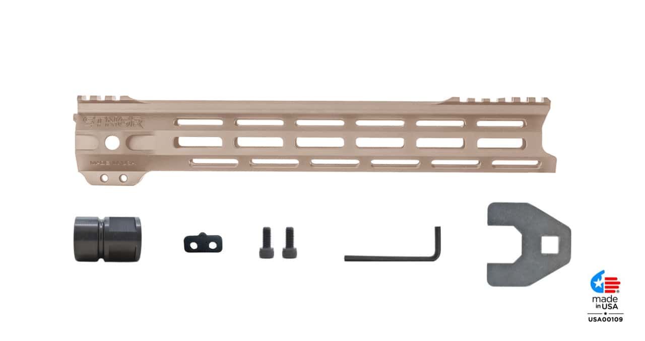 Unknown STNGR VLCN(R) Free Float AR-15 Handguard - M-LOK - 3 Lengths & Colors - 12.5 inch, Flat Dark Earth (Length: 12.5 inch, Color: Flat Dark Earth)