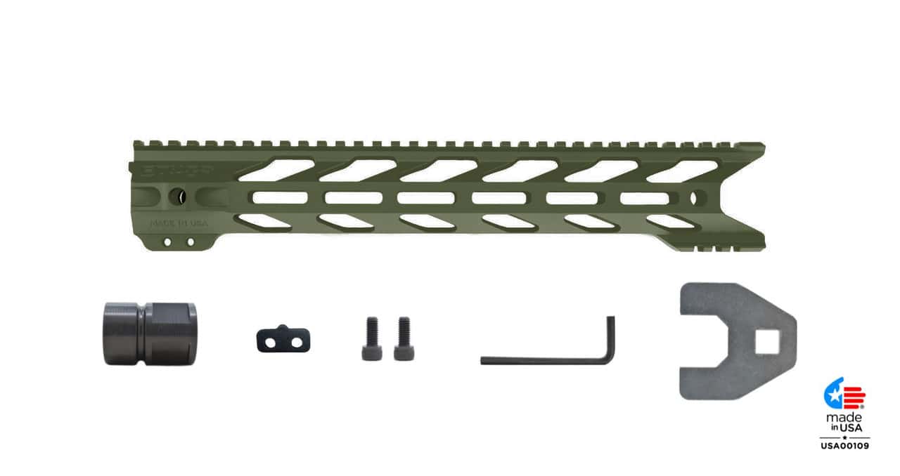 Unknown STNGR HWK(R) Free Float AR-15 Handguard - M-LOK - 4 Lengths Available - OD Green, 13.5 inch (Color: OD Green, Length: 13.5 inch)
