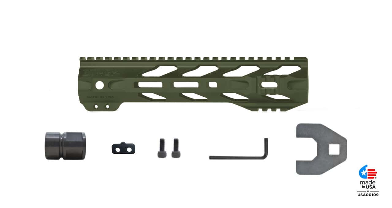 Unknown STNGR RPTR(R) Free Float AR-15 Handguard - M-LOK - 4 Colors & Lengths Available - OD Green, 10 Inch (Color: OD Green, Length: 10 Inch)