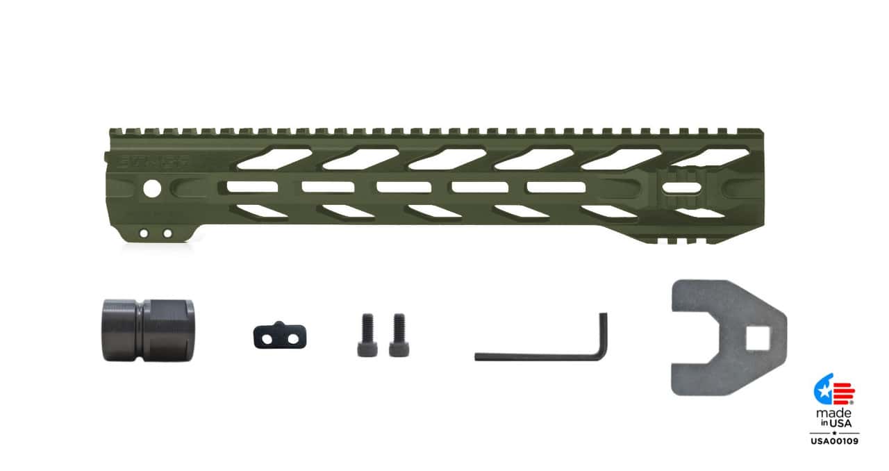 Unknown STNGR RPTR(R) Free Float AR-15 Handguard - M-LOK - 4 Colors & Lengths Available - OD Green, 13.5 inch (Color: OD Green, Length: 13.5 inch)