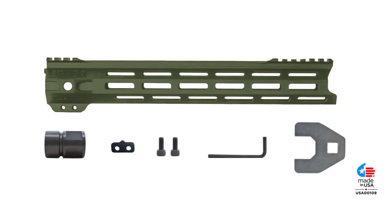 Unknown STNGR VLCN(R) Free Float AR-15 Handguard - M-LOK - 3 Lengths & Colors - 12.5 inch, OD Green (Length: 12.5 inch, Color: OD Green)