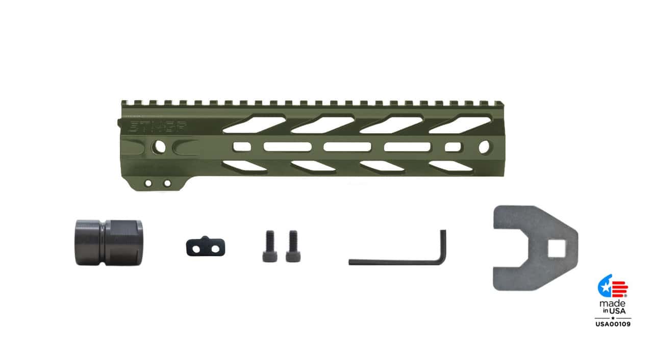 Unknown STNGR VYPR(R) Free Float AR-15 Handguard - M-LOK - 3 Colors & 4 Lengths Available - OD Green, 10 Inch (Color: OD Green, Length: 10 Inch)