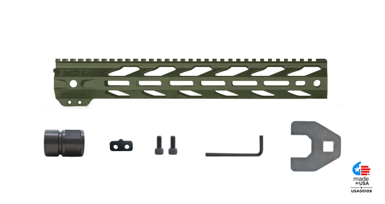 Unknown STNGR VYPR(R) Free Float AR-15 Handguard - M-LOK - 3 Colors & 4 Lengths Available - OD Green, 13.5 inch (Color: OD Green, Length: 13.5 inch)